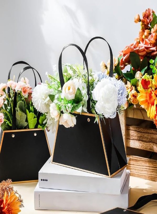 اويسيس مجموعة أواسيس من 10 أكياس هدايا باقات زهور بمقابض | أكياس هدايا عيد الحب لها وله | أكياس هدايا لحفلات الزفاف، وأعياد الميلاد، وحفلات توديع العزوبية، وحفلات استقبال المولود | 13×13×10 سم | ذهبي وأسود - Image 5